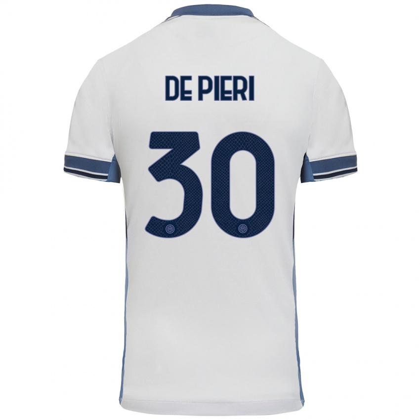 Niño Camiseta Giacomo De Pieri #30 Blanco Gris 2ª Equipación 2024/25 La Camisa