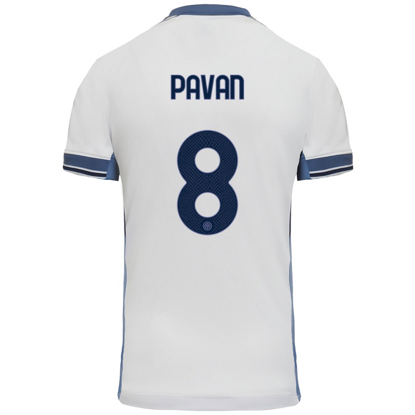 Niño Camiseta Matilde Pavan #8 Blanco Gris 2ª Equipación 2024/25 La Camisa