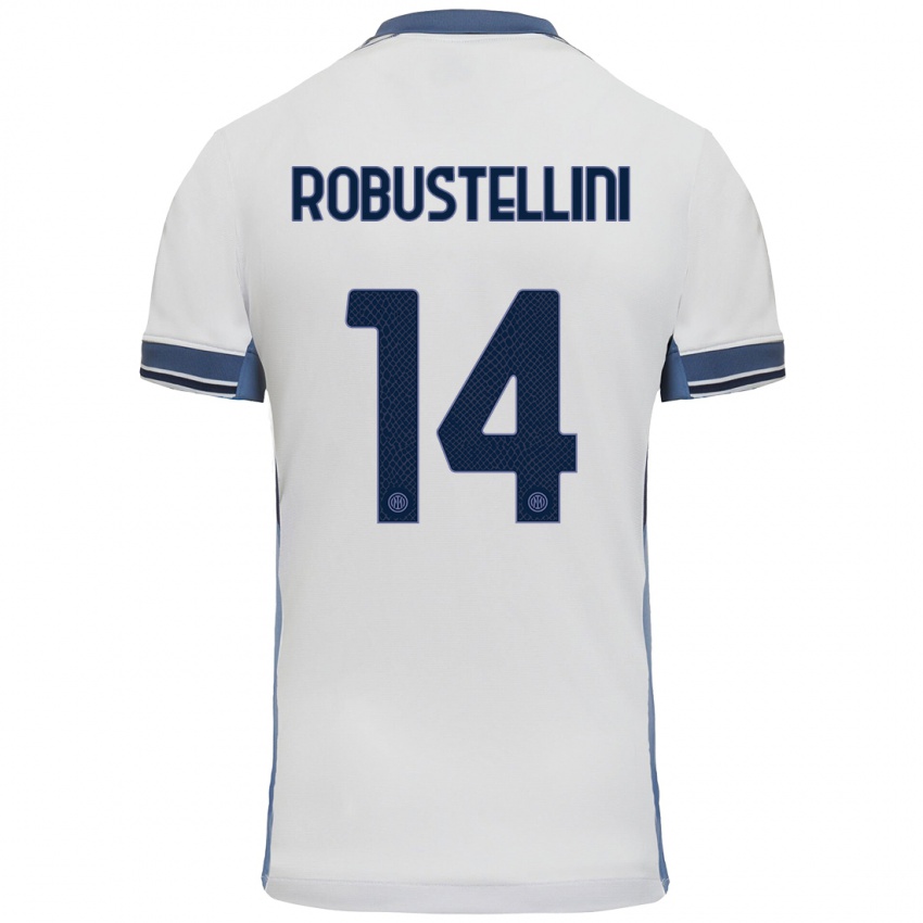 Niño Camiseta Chiara Robustellini #14 Blanco Gris 2ª Equipación 2024/25 La Camisa