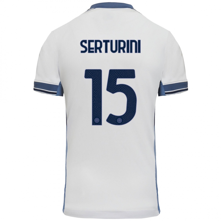 Niño Camiseta Annamaria Serturini #15 Blanco Gris 2ª Equipación 2024/25 La Camisa