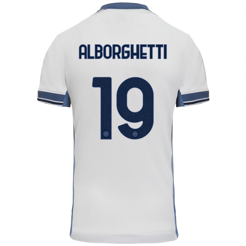 Niño Camiseta Lisa Alborghetti #19 Blanco Gris 2ª Equipación 2024/25 La Camisa