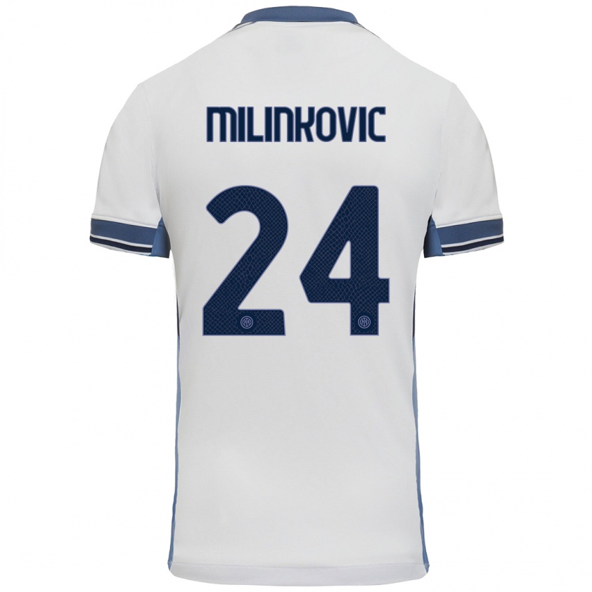 Niño Camiseta Marija Milinković #24 Blanco Gris 2ª Equipación 2024/25 La Camisa