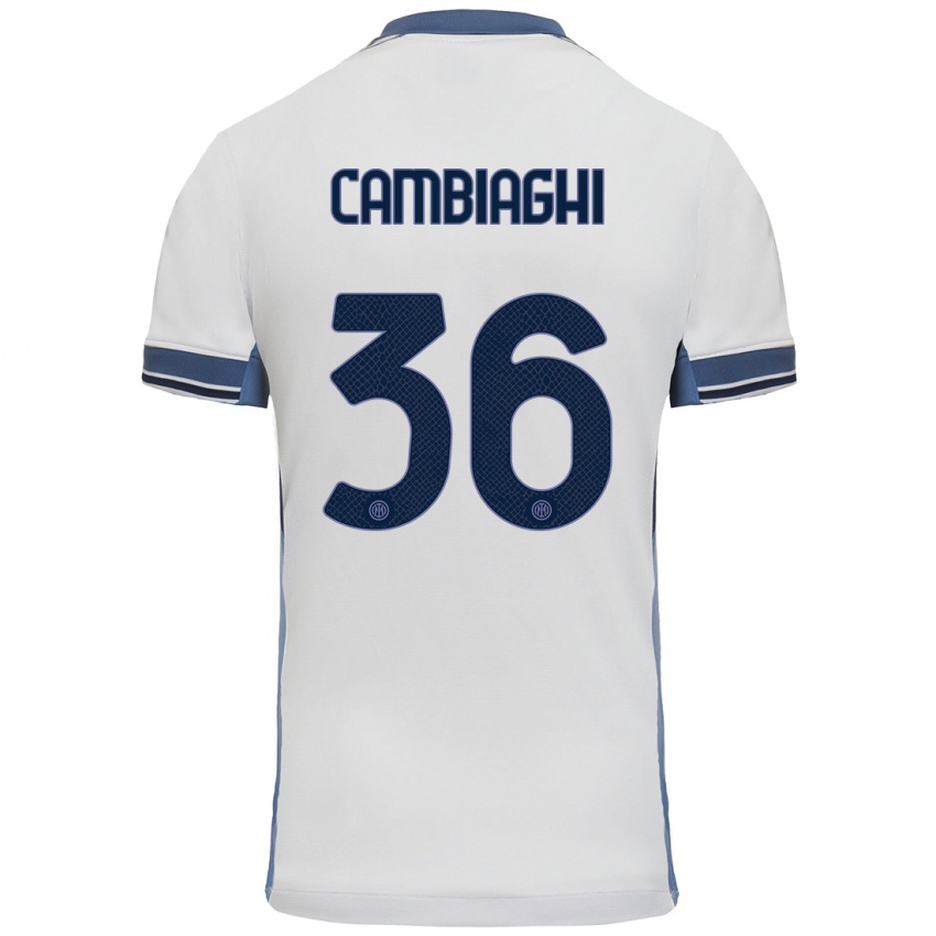 Niño Camiseta Michela Cambiaghi #36 Blanco Gris 2ª Equipación 2024/25 La Camisa