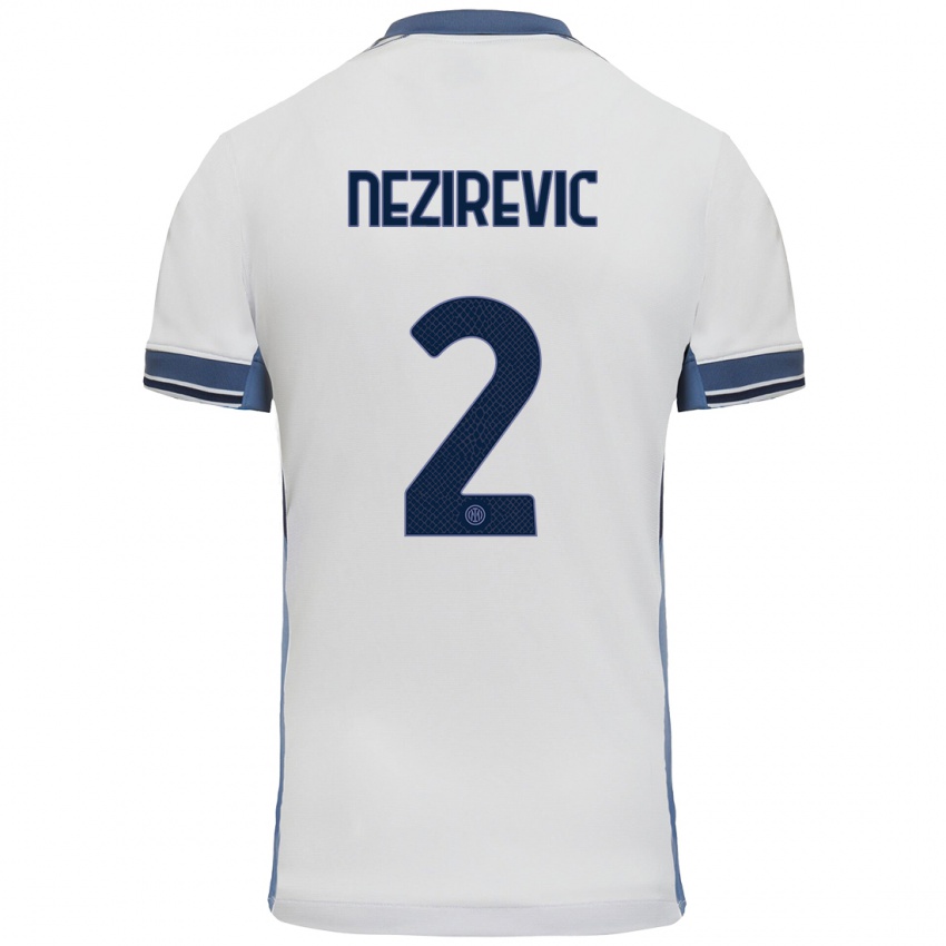 Niño Camiseta Alem Nezirevic #2 Blanco Gris 2ª Equipación 2024/25 La Camisa