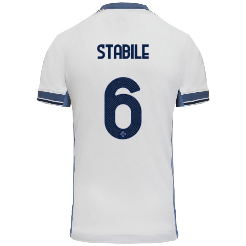 Niño Camiseta Giacomo Stabile #6 Blanco Gris 2ª Equipación 2024/25 La Camisa