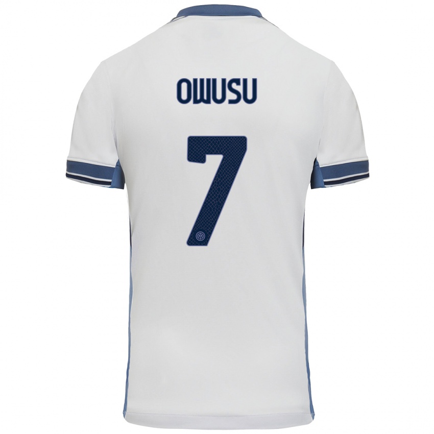 Niño Camiseta Enoch Owusu #7 Blanco Gris 2ª Equipación 2024/25 La Camisa