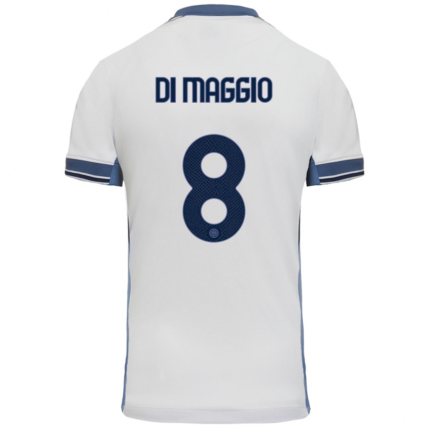 Niño Camiseta Luca Di Maggio #8 Blanco Gris 2ª Equipación 2024/25 La Camisa