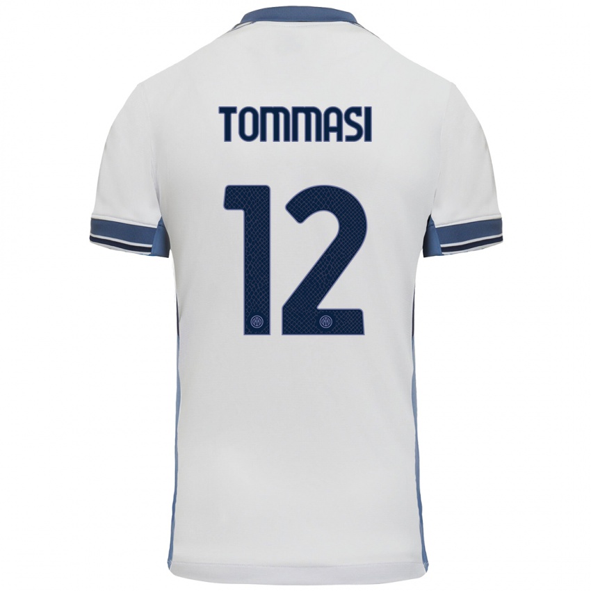 Niño Camiseta Francesco Tommasi #12 Blanco Gris 2ª Equipación 2024/25 La Camisa