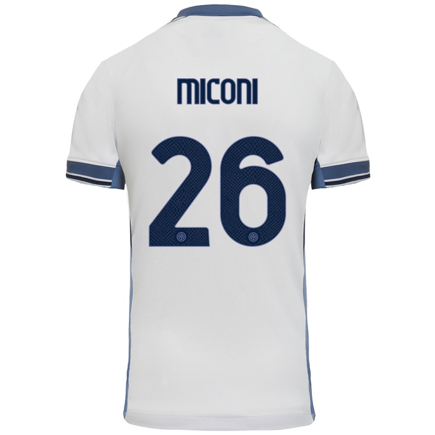 Niño Camiseta Riccardo Miconi #26 Blanco Gris 2ª Equipación 2024/25 La Camisa