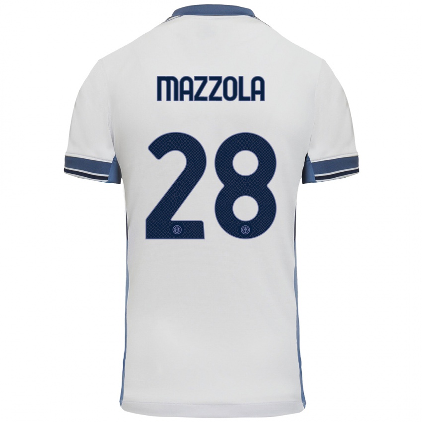 Niño Camiseta Giuseppe Mazzola #28 Blanco Gris 2ª Equipación 2024/25 La Camisa