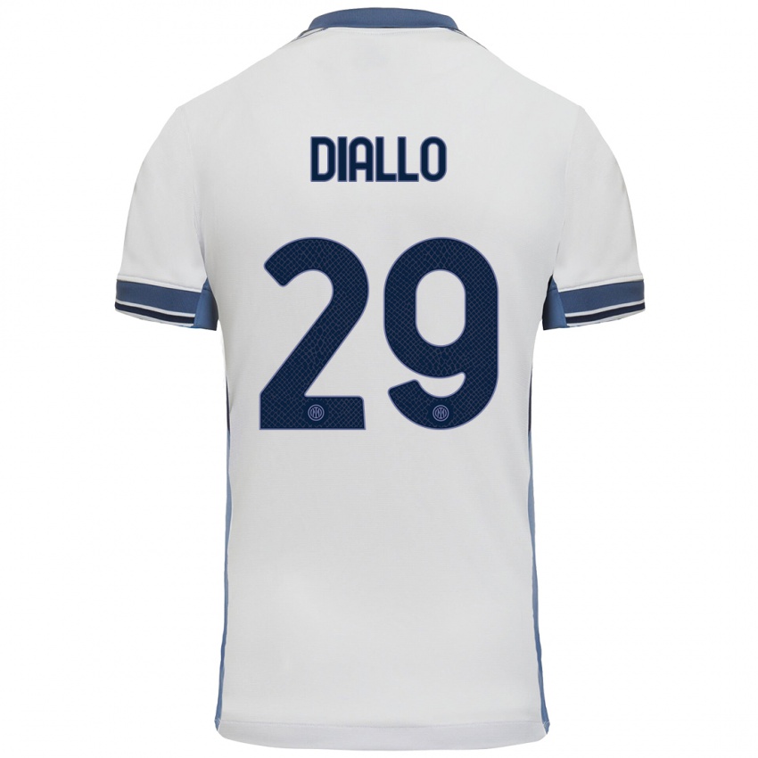 Niño Camiseta Oumar Diallo #29 Blanco Gris 2ª Equipación 2024/25 La Camisa