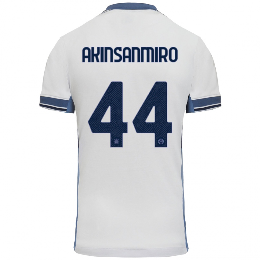 Niño Camiseta Ebenezer Akinsanmiro #44 Blanco Gris 2ª Equipación 2024/25 La Camisa