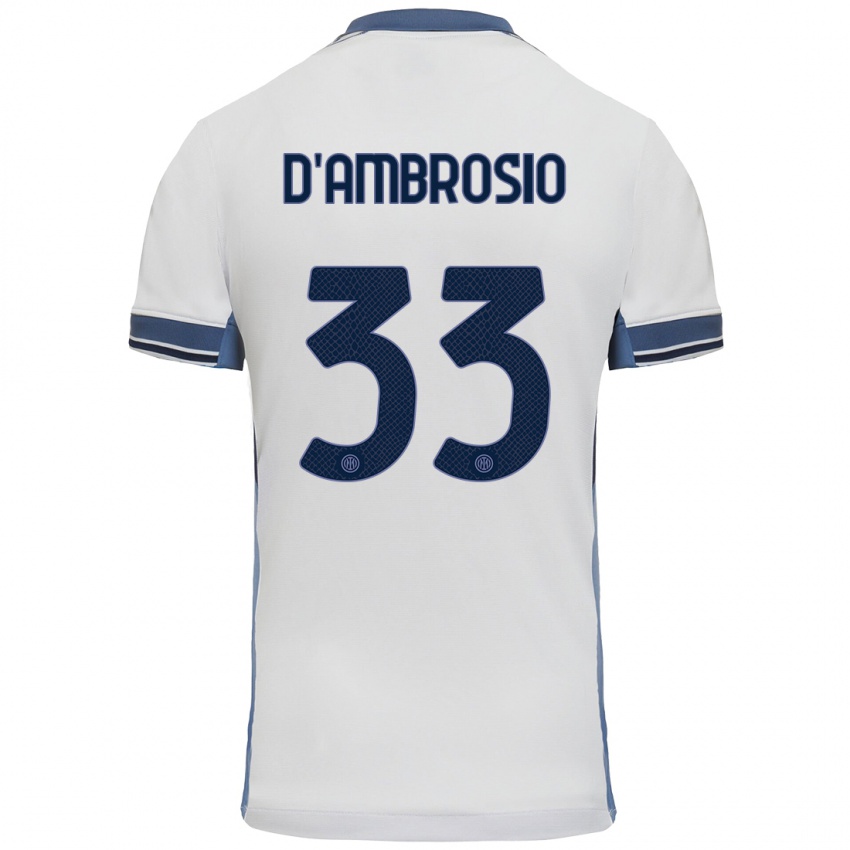 Niño Camiseta Danilo D'ambrosio #33 Blanco Gris 2ª Equipación 2024/25 La Camisa