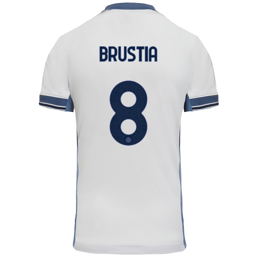 Niño Camiseta Martina Brustia #8 Blanco Gris 2ª Equipación 2024/25 La Camisa