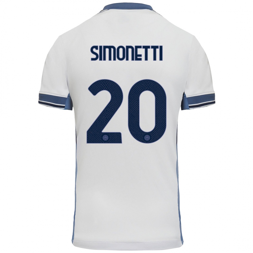 Niño Camiseta Flaminia Simonetti #20 Blanco Gris 2ª Equipación 2024/25 La Camisa