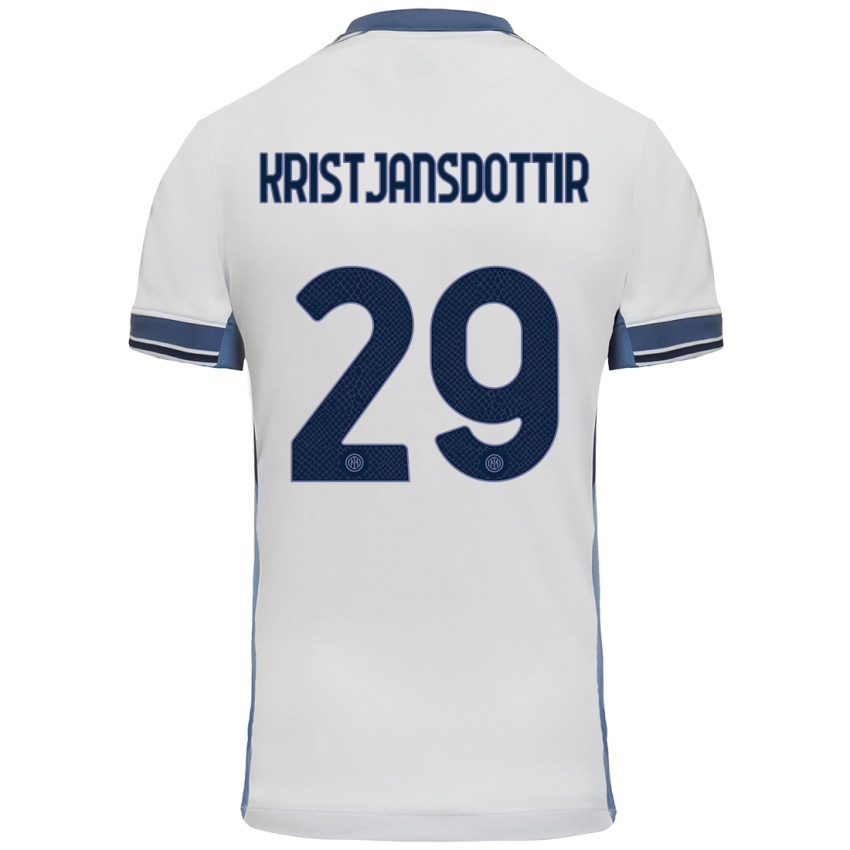 Niño Camiseta Anna Bjork Kristjansdottir #29 Blanco Gris 2ª Equipación 2024/25 La Camisa