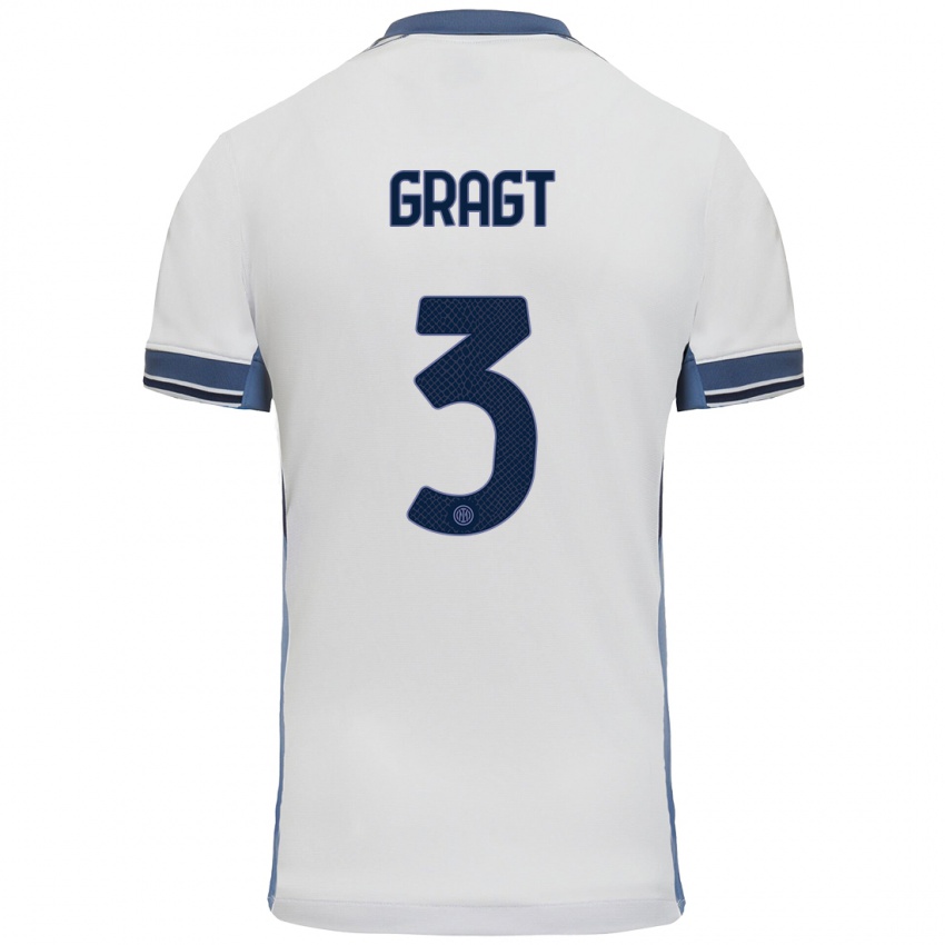 Niño Camiseta Stefanie Van Der Gragt #3 Blanco Gris 2ª Equipación 2024/25 La Camisa