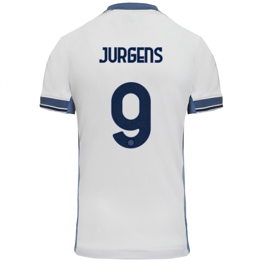 Niño Camiseta Oliver Jurgens #9 Blanco Gris 2ª Equipación 2024/25 La Camisa