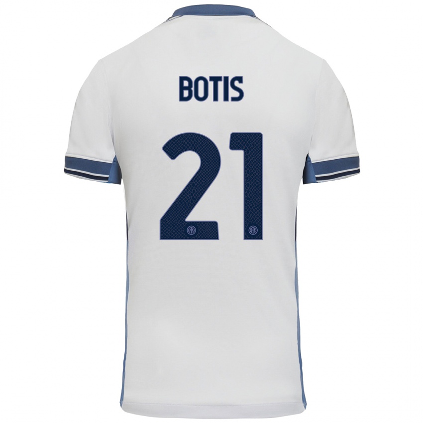 Niño Camiseta Nikolaos Botis #21 Blanco Gris 2ª Equipación 2024/25 La Camisa