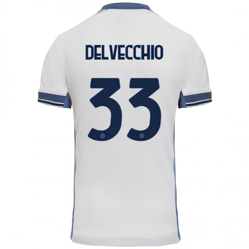 Niño Camiseta Gabriele Delvecchio #33 Blanco Gris 2ª Equipación 2024/25 La Camisa