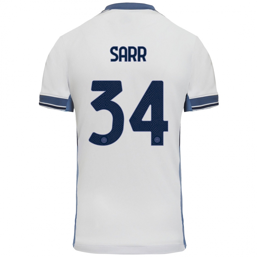 Niño Camiseta Amadou Sarr #34 Blanco Gris 2ª Equipación 2024/25 La Camisa