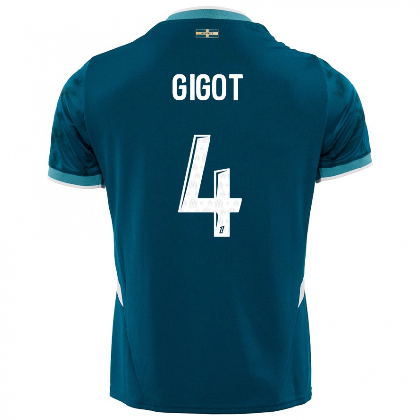 Niño Camiseta Samuel Gigot #4 Azul Turquesa 2ª Equipación 2024/25 La Camisa