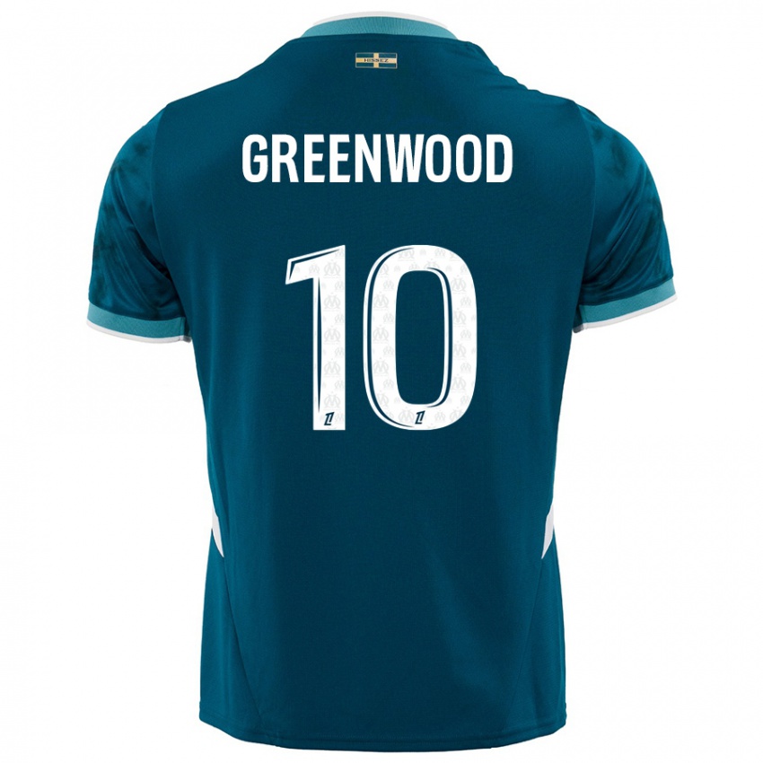 Niño Camiseta Mason Greenwood #10 Azul Turquesa 2ª Equipación 2024/25 La Camisa