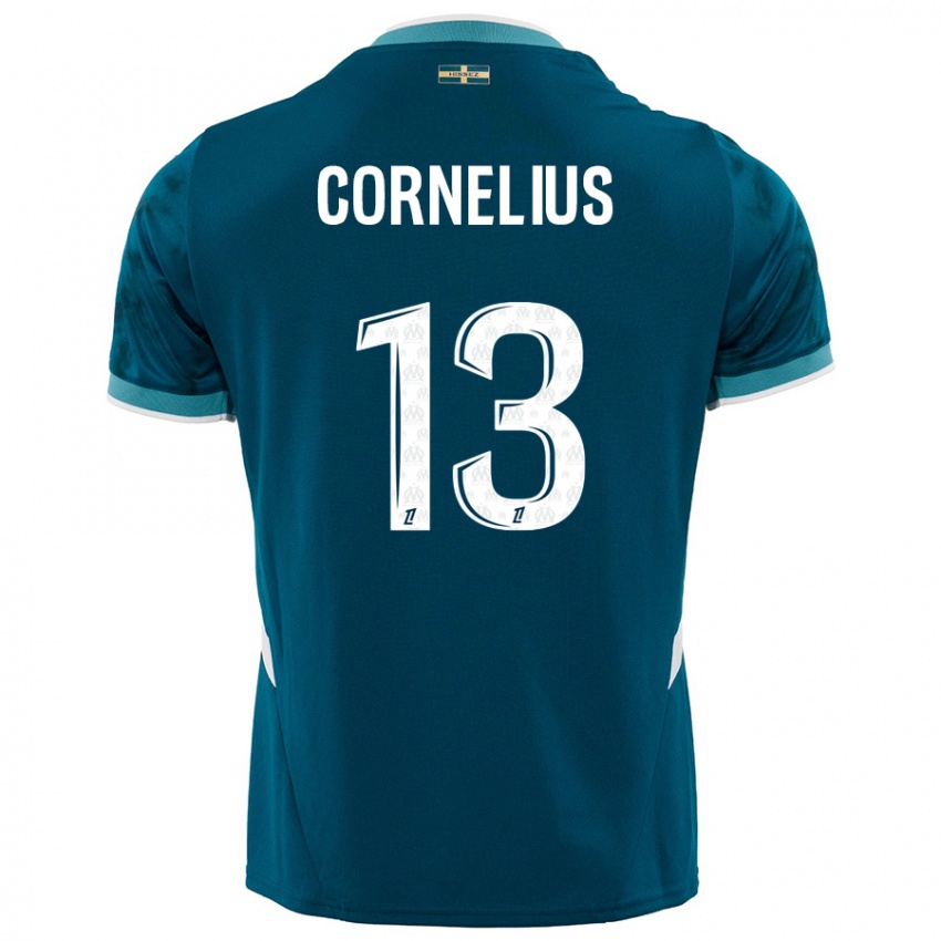 Niño Camiseta Derek Cornelius #13 Azul Turquesa 2ª Equipación 2024/25 La Camisa