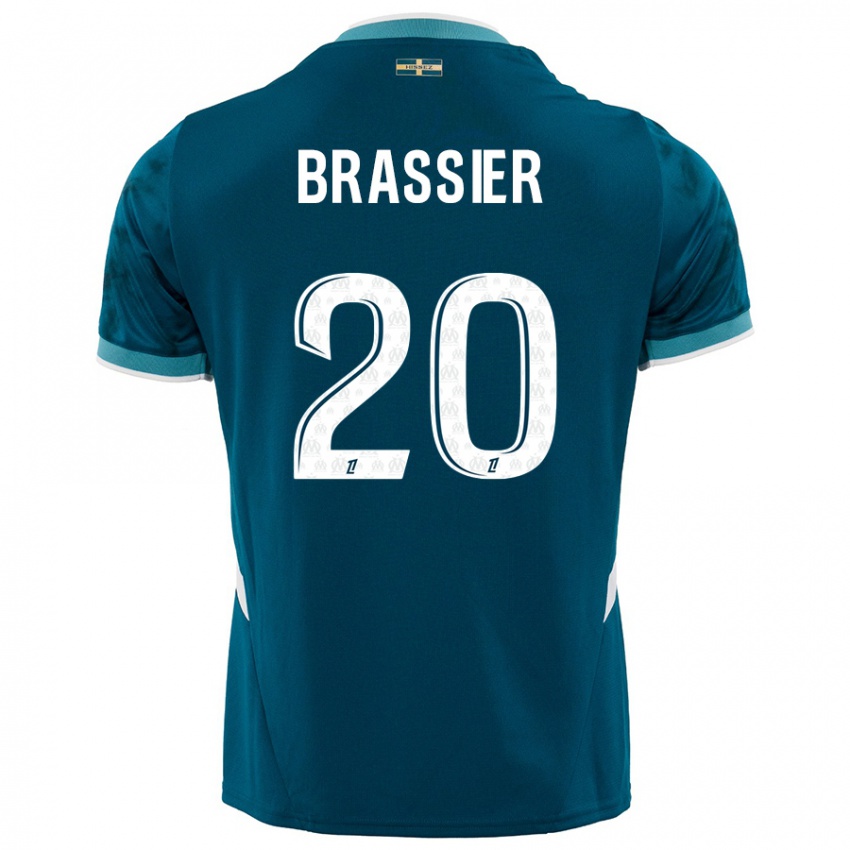 Niño Camiseta Lilian Brassier #20 Azul Turquesa 2ª Equipación 2024/25 La Camisa