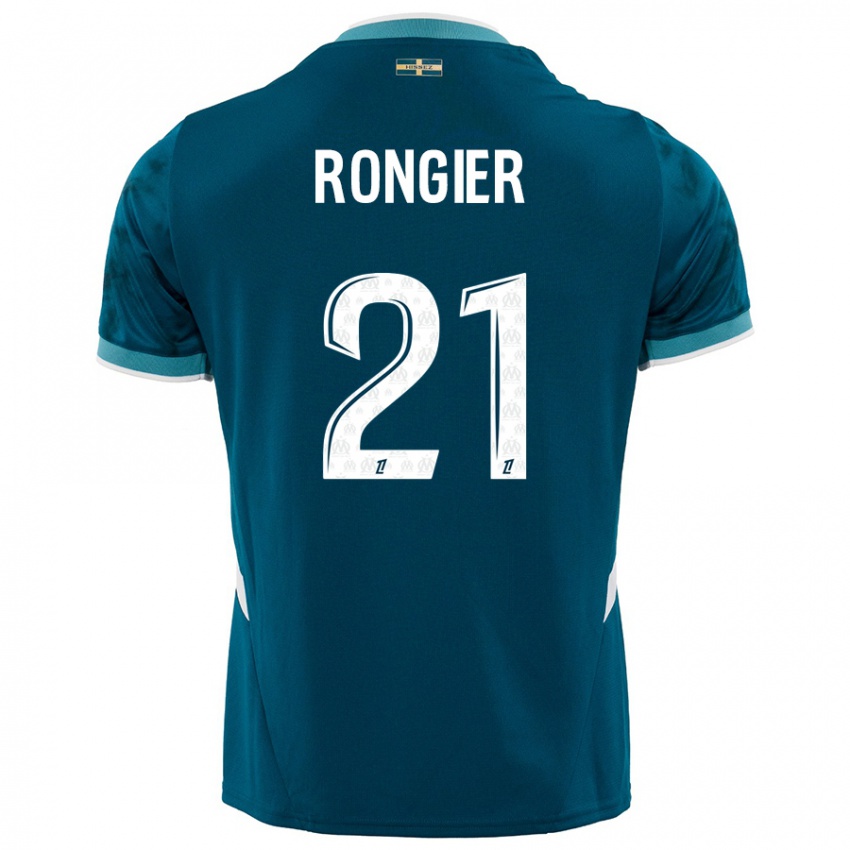 Niño Camiseta Valentin Rongier #21 Azul Turquesa 2ª Equipación 2024/25 La Camisa