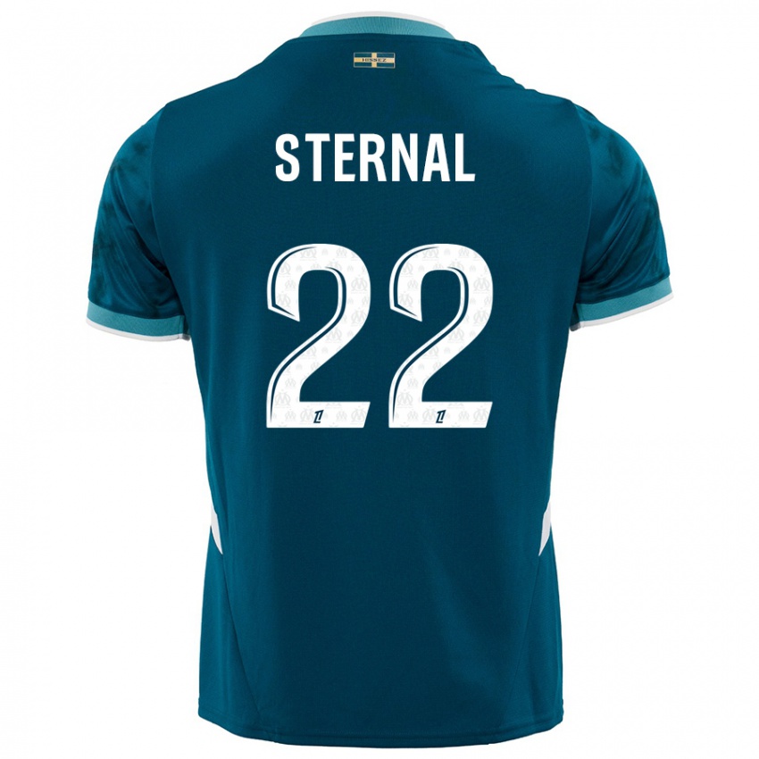 Niño Camiseta Enzo Sternal #22 Azul Turquesa 2ª Equipación 2024/25 La Camisa