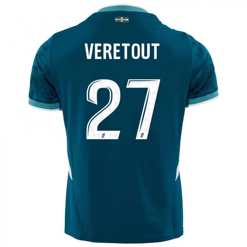 Niño Camiseta Jordan Veretout #27 Azul Turquesa 2ª Equipación 2024/25 La Camisa