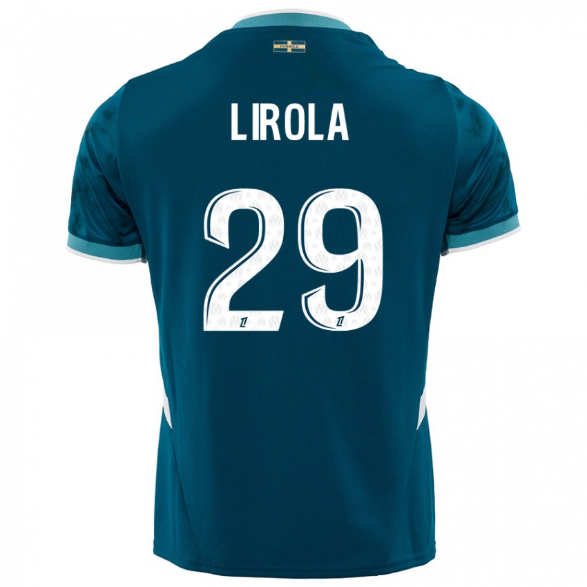 Niño Camiseta Pol Lirola #29 Azul Turquesa 2ª Equipación 2024/25 La Camisa