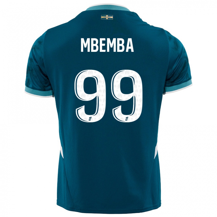 Niño Camiseta Chancel Mbemba #99 Azul Turquesa 2ª Equipación 2024/25 La Camisa