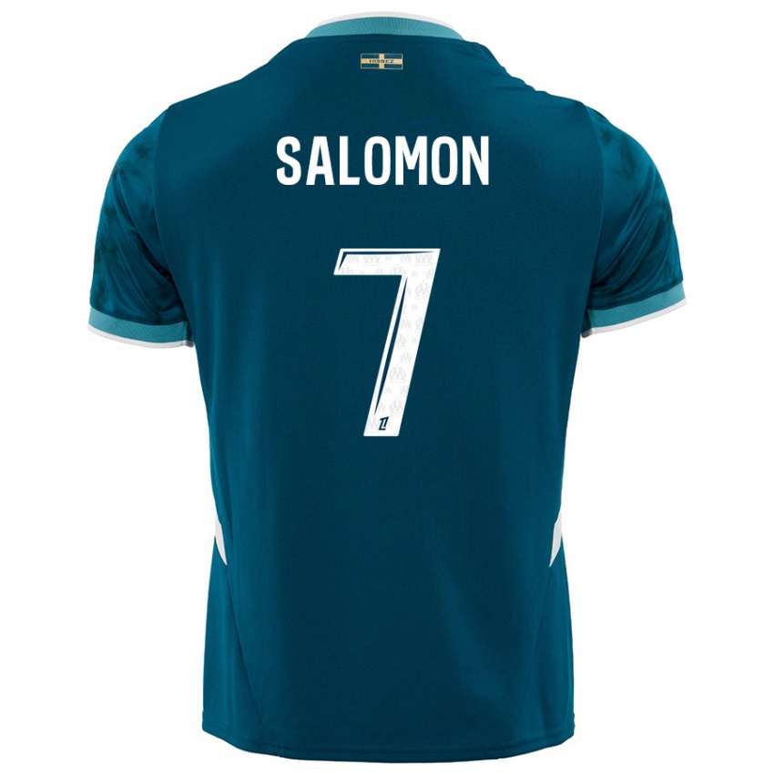 Niño Camiseta Maëva Salomon #7 Azul Turquesa 2ª Equipación 2024/25 La Camisa