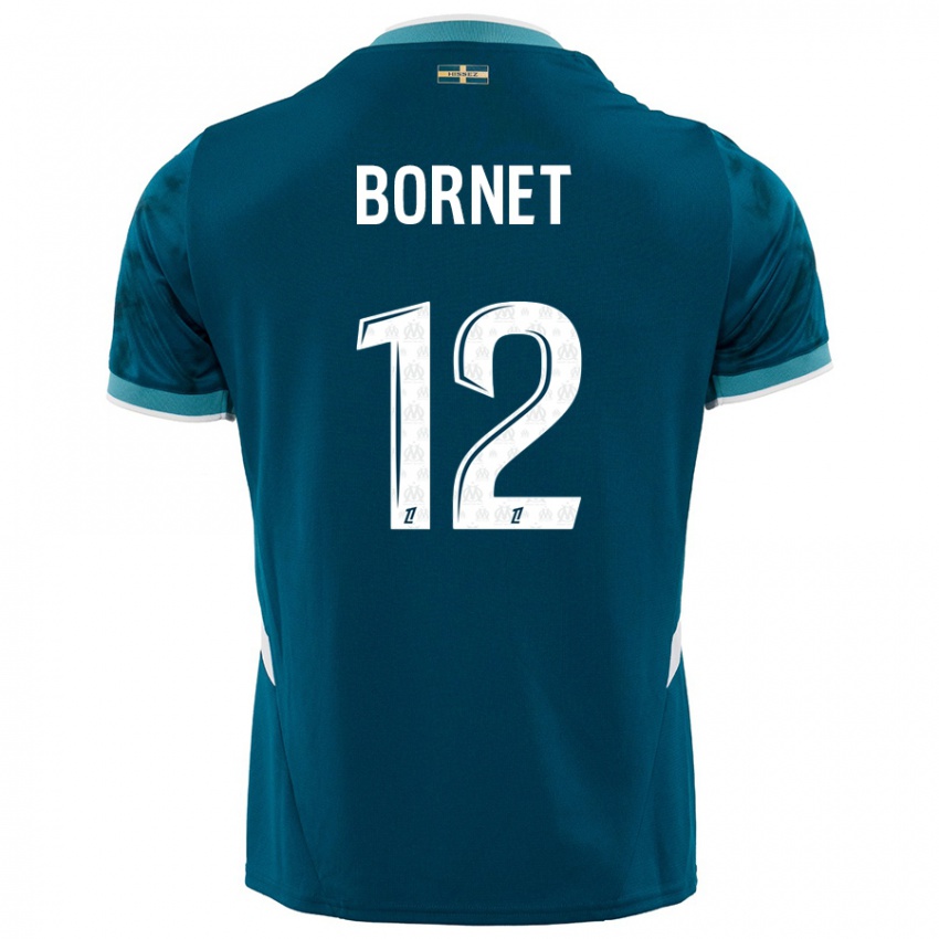 Niño Camiseta Camille Bornet #12 Azul Turquesa 2ª Equipación 2024/25 La Camisa