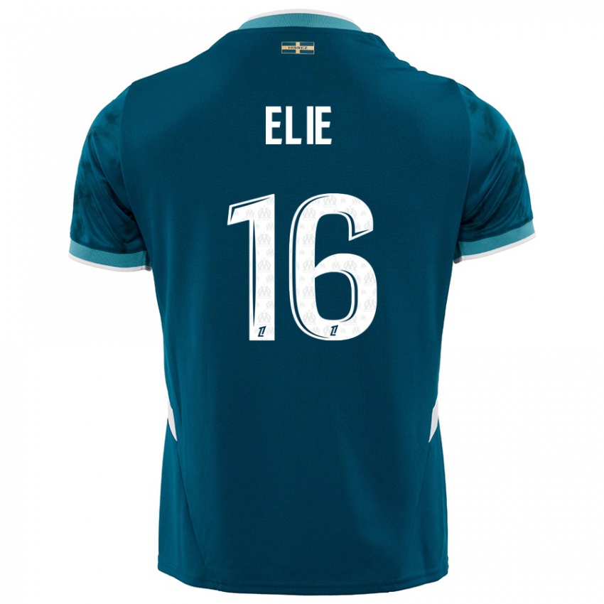 Niño Camiseta Anaïs Elie #16 Azul Turquesa 2ª Equipación 2024/25 La Camisa