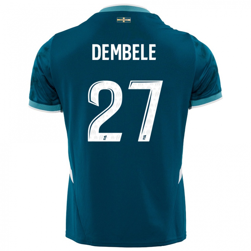 Niño Camiseta Coumba Dembélé #27 Azul Turquesa 2ª Equipación 2024/25 La Camisa