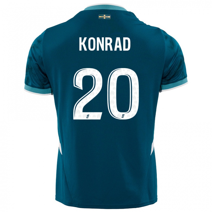 Niño Camiseta Konrad De La Fuente #20 Azul Turquesa 2ª Equipación 2024/25 La Camisa