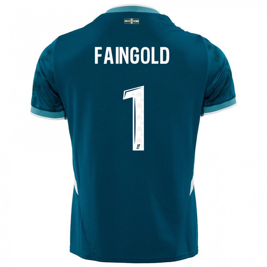 Niño Camiseta Abbie Faingold #1 Azul Turquesa 2ª Equipación 2024/25 La Camisa