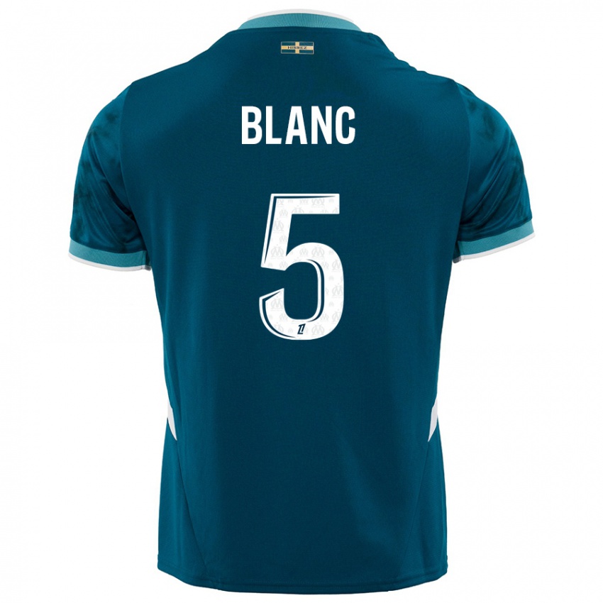 Niño Camiseta Amandine Blanc #5 Azul Turquesa 2ª Equipación 2024/25 La Camisa