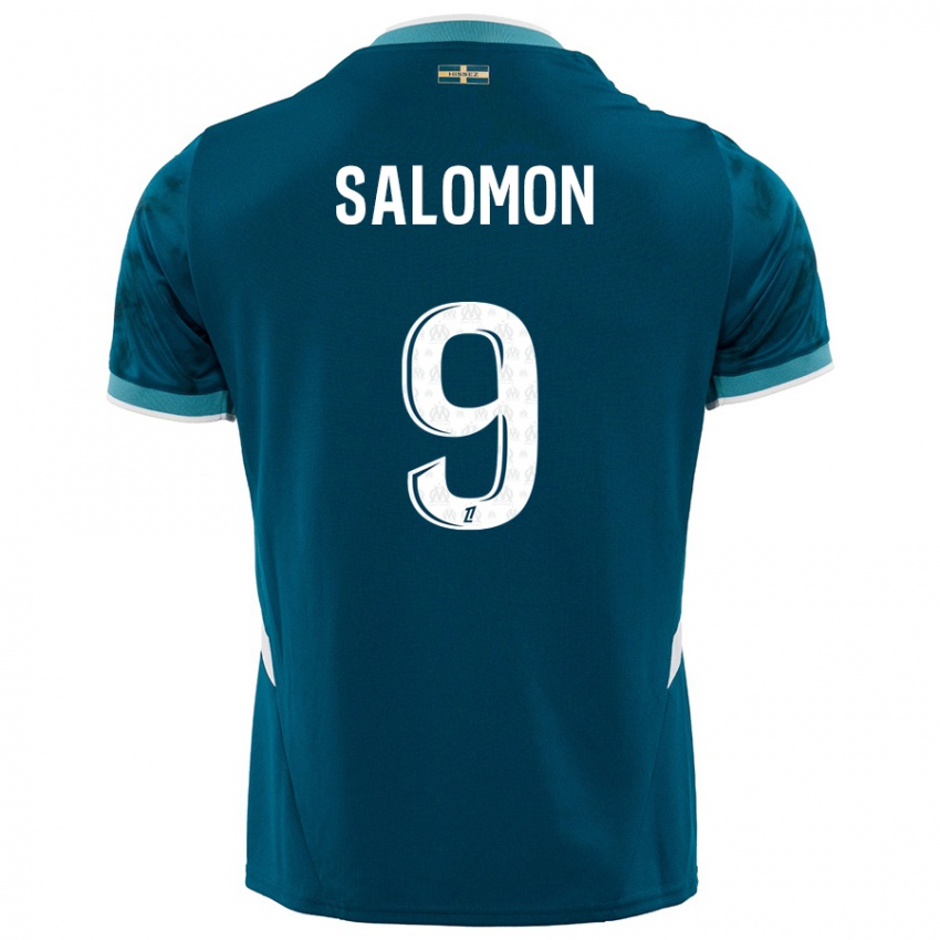 Niño Camiseta Maeva Salomon #9 Azul Turquesa 2ª Equipación 2024/25 La Camisa