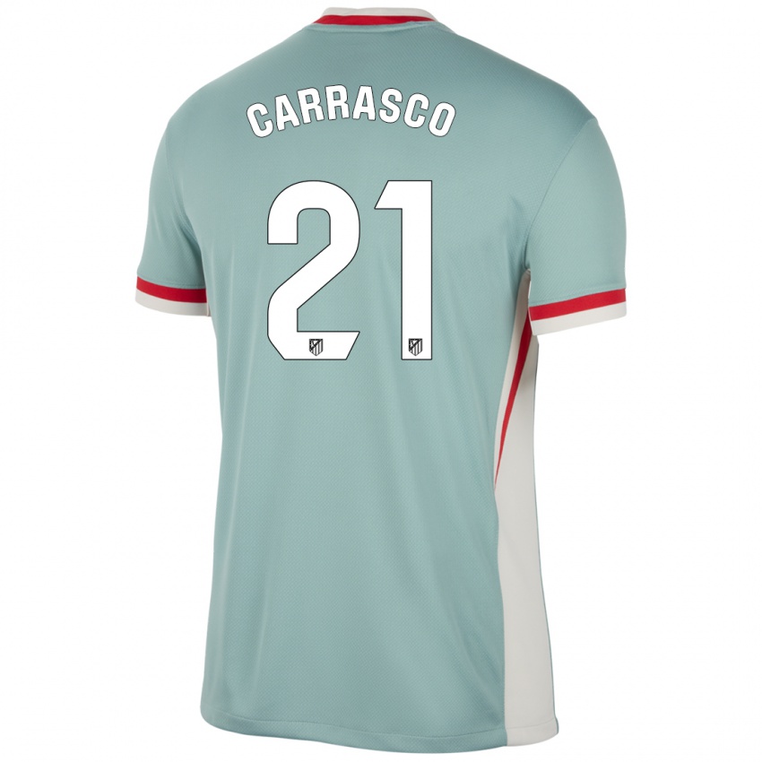 Niño Camiseta Yannick Carrasco #21 Beige Claro Azul 2ª Equipación 2024/25 La Camisa