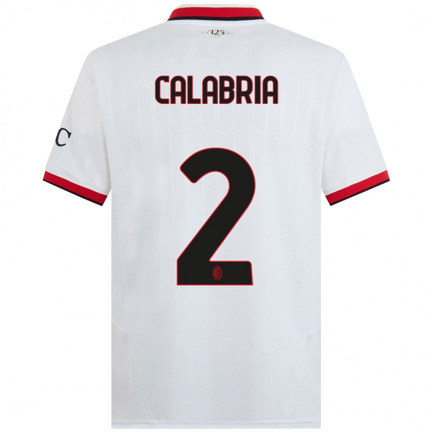 Niño Camiseta Davide Calabria #2 Blanco Negro Rojo 2ª Equipación 2024/25 La Camisa