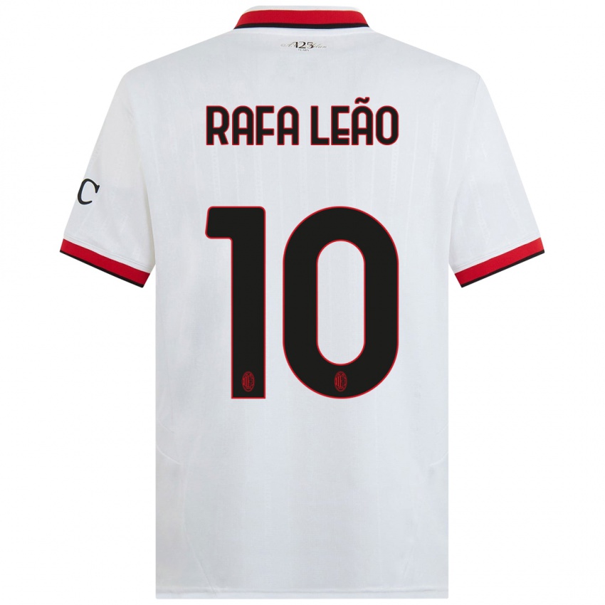 Niño Camiseta Rafael Leao #10 Blanco Negro Rojo 2ª Equipación 2024/25 La Camisa