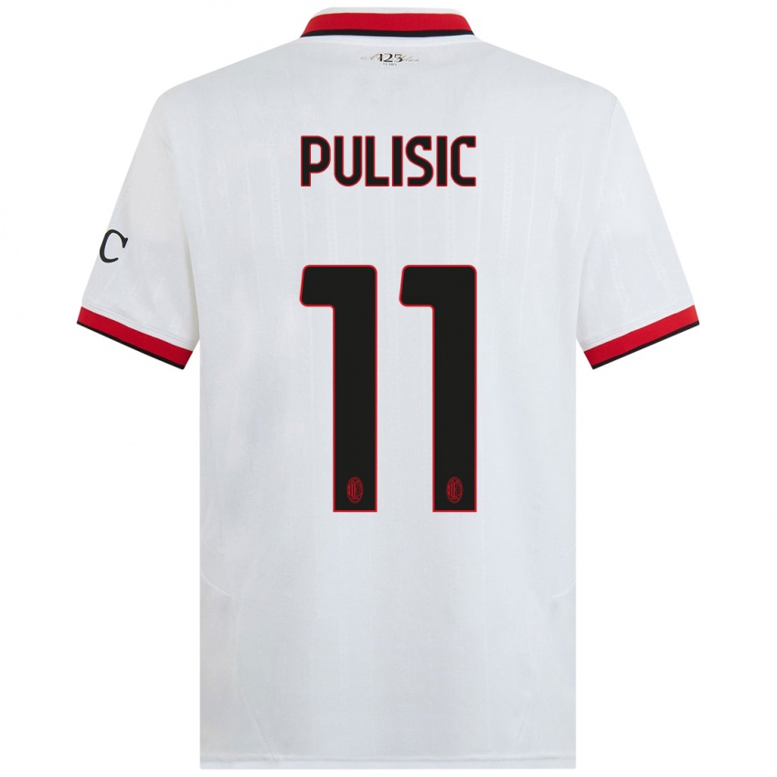 Niño Camiseta Christian Pulisic #11 Blanco Negro Rojo 2ª Equipación 2024/25 La Camisa