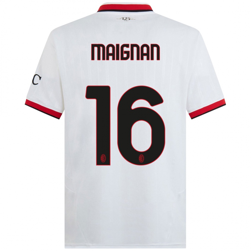 Niño Camiseta Mike Maignan #16 Blanco Negro Rojo 2ª Equipación 2024/25 La Camisa