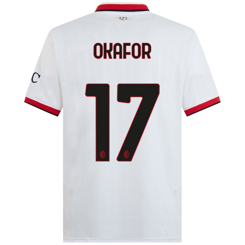 Niño Camiseta Noah Okafor #17 Blanco Negro Rojo 2ª Equipación 2024/25 La Camisa