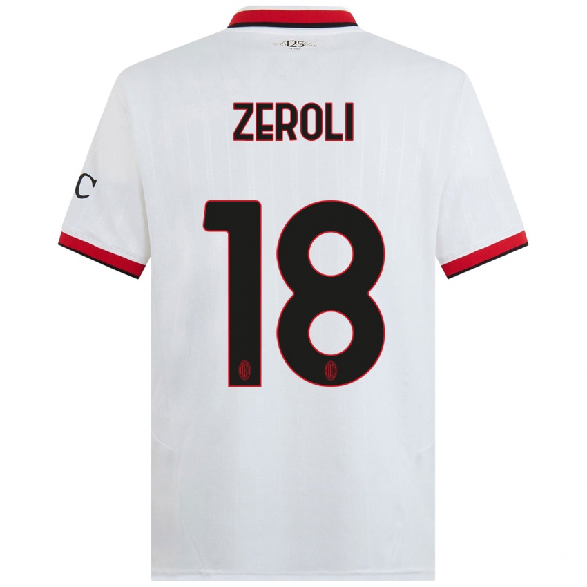 Niño Camiseta Kevin Zeroli #18 Blanco Negro Rojo 2ª Equipación 2024/25 La Camisa