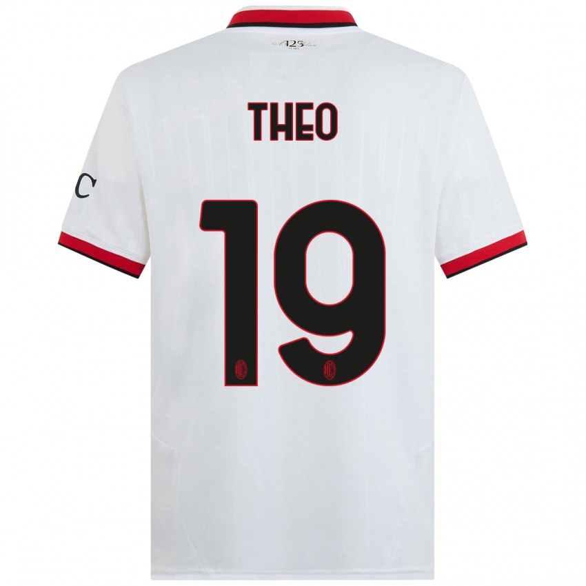 Niño Camiseta Theo Hernandez #19 Blanco Negro Rojo 2ª Equipación 2024/25 La Camisa